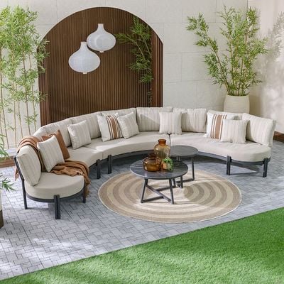 Valencia 9-Seater Sofa Set - Beige/Dark Grey - With 2-Year Warranty