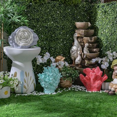 Rose In Stone Decor With Light 35X18.5X24.5Cm