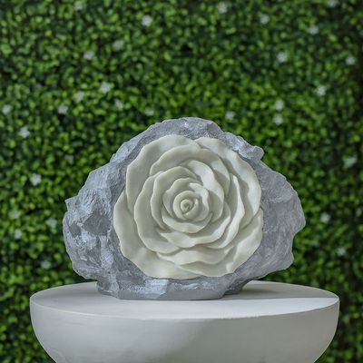 Rose In Stone Decor With Light 35X18.5X24.5Cm