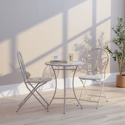 New Floral 1 + 2-Seater Marble Balcony Set - With 1-year Warranty