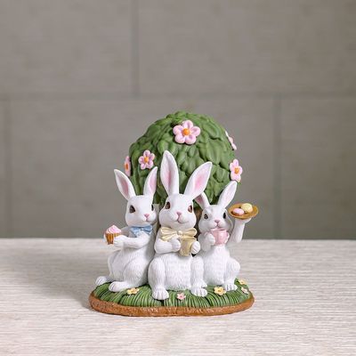 Bunny Trio Décor with Solar Eyes - 38.5x25x25 cm