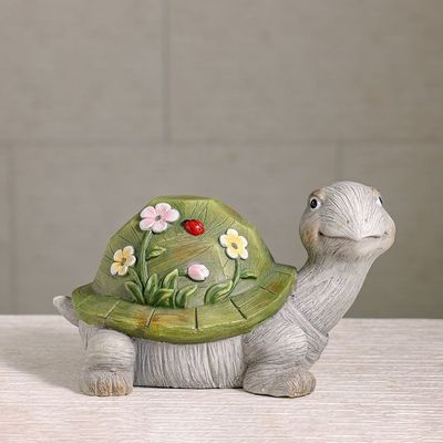 MGO Turtle Décor with Solar Flower - 40x29.5x23 cm 