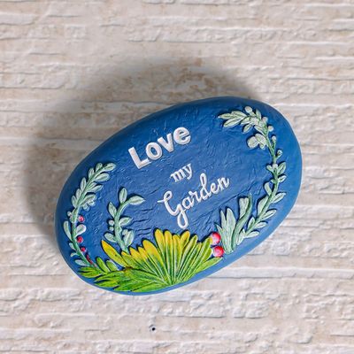 Cement Pebble Stone - Blue - 16.5x10x3.5 cm
