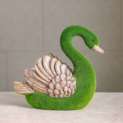 MGO Green Swan Décor - 43x18.5x40 cm