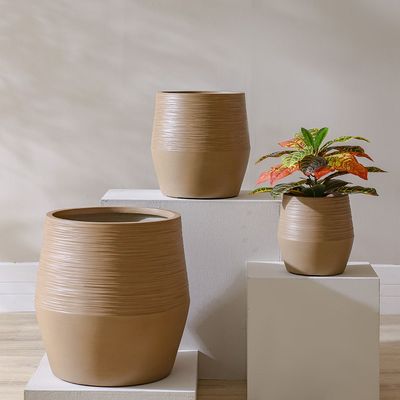 وعاء من ألياف الطين - طوبي فاتح 48.5x48.5x49 سم