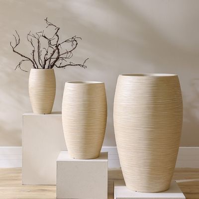 Fibre Clay Pot - Sand - 24x24x39 cm