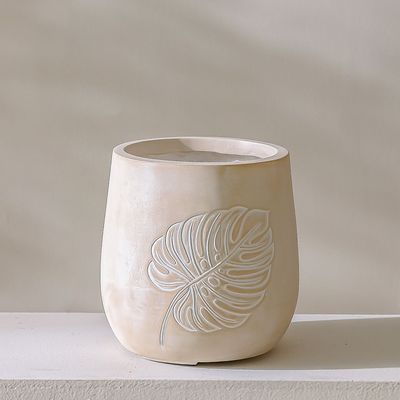 Fibre Clay Pot - Leaf Design - 21.5x21.5x22 cm
