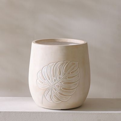 Fibre Clay Pot - Leaf Design - 43.5x43.5x44 cm