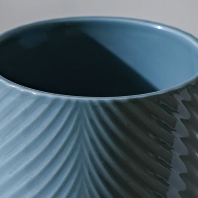 Ceramic Leaf Pot - Blue - 13x13x13 cm