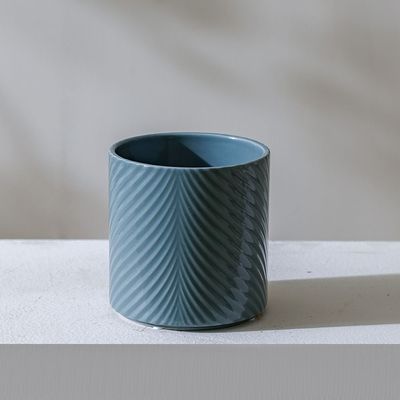 Ceramic Leaf Pot - Blue - 13x13x13 cm