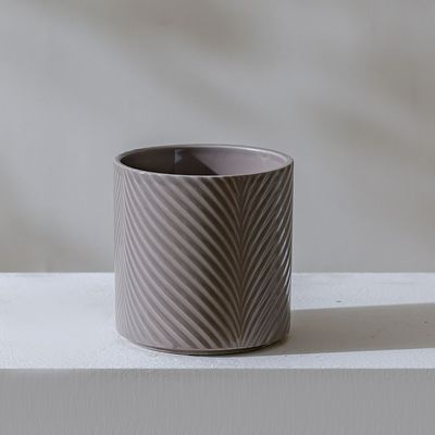 Ceramic Leaf Pot - Grey -13x13x13 cm
