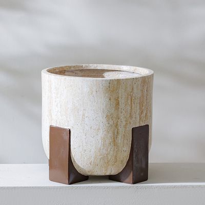 Fibre Clay Pot with Stand - 34x34x31.5 cm