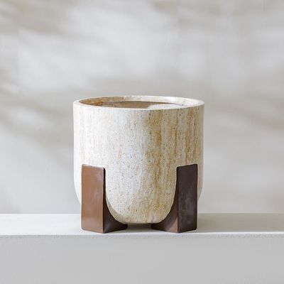 Fibre Clay Pot with Stand - 44x44x41.5 cm