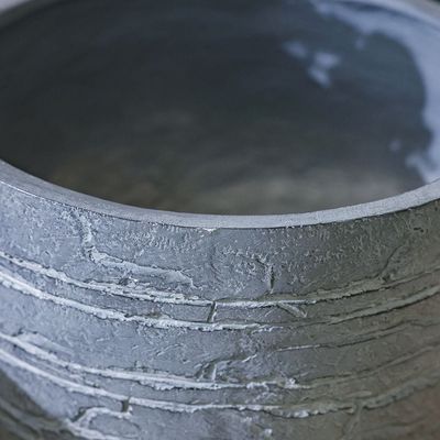 Fibre Clay Pot - Brick Design - Grey - 31.5x31.5x29.5 cm