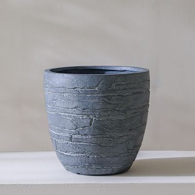 Fibre Clay Pot - Brick Design - Grey - 31.5x31.5x29.5 cm