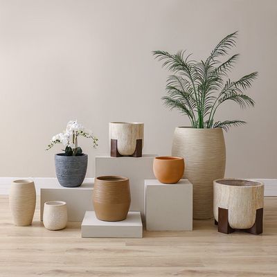 أوعية نباتات فايبر كلاي بتصميم الطوب - 37×37×35 سم