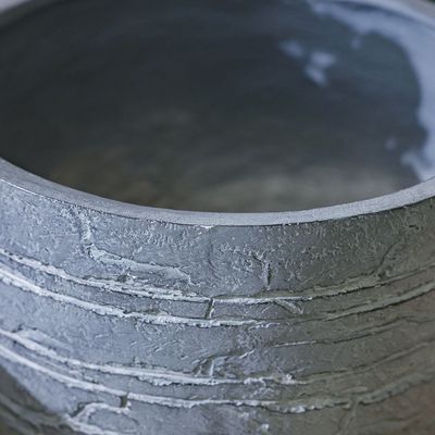 Fibre Clay Pot - Brick Design - Grey - 37x37x35 cm
