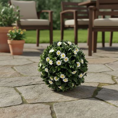 Artificial Topiary Ball Bougainvillea +Daisy - 28 Cm