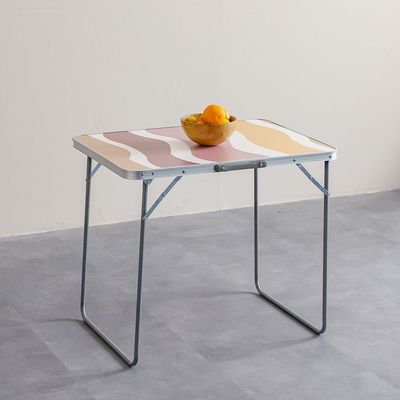 Picnic Folding Table 80X60X70Cm Marble Finish - Muted Desert Waves