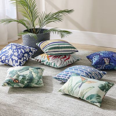 وسادة بسحاب بدون حواف 45×45 سم - بتطريزات استوائية