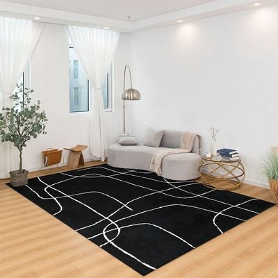 Linea Tuftted Shaggy Rugs 160X230 Black White