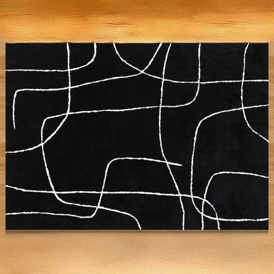 Linea Tuftted Shaggy Rugs 200X300 Black White