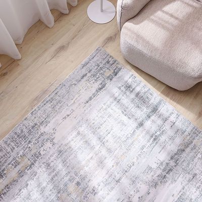 Infinity Polysilk Printed Abstract Rugs 80X150 Grey