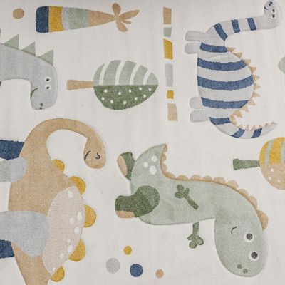 Luna Kids Dino Pattern Rugs - White/Multicolor - 160x230 cm