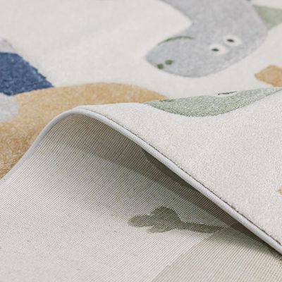 Luna Kids Dino Pattern Rugs - White/Multicolor - 160x230 cm