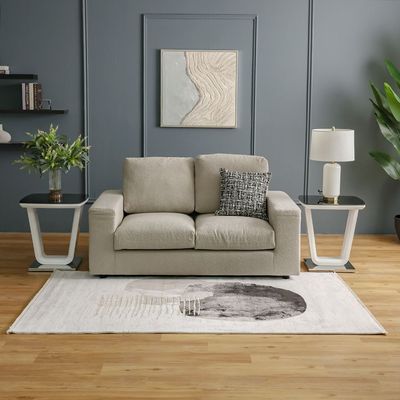 سجاد غاليريا مودرن أبستراكت بنقوش 200×300 رمادي وأبيض  
