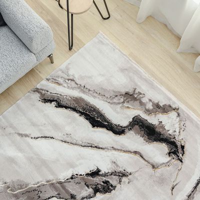 سجاد غاليريا مودرن أبستراكت بنقوش 160×230 رمادي وأسود  
