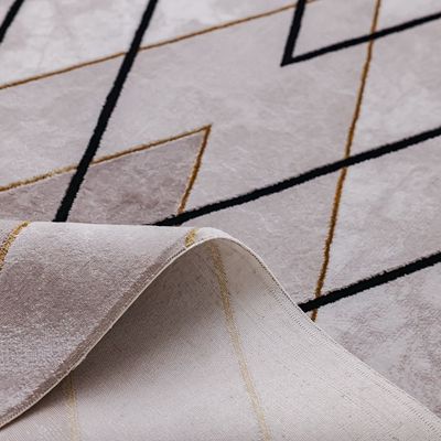 Galleria Modern Geometric Patterned Rugs - Grey/Black - 100x200 cm 