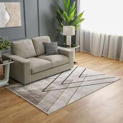 Galleria Modern Geometric Patterned Rugs 160X230 Grey &Black  