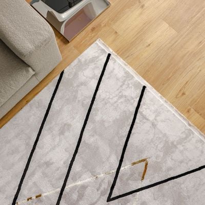 Galleria Modern Geometric Patterned Rugs 240X340 Grey &Black 