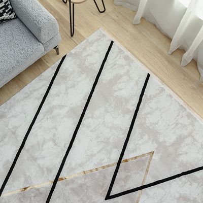 Galleria Modern Geometric Patterned Rugs 240X340 Grey &Black 