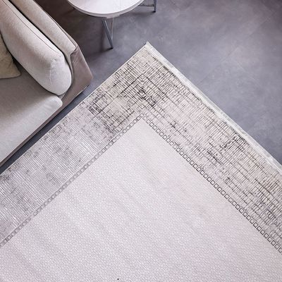 Pearl Art Silk Contemporary Rug - Cream & Black - 240x340 cm