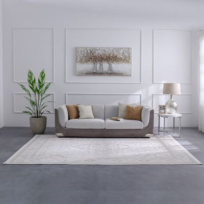Pearl Art Silk Modern Classic Rug - Cream/Multi-color - 120x180 cm