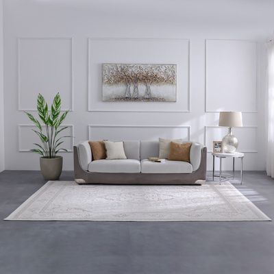 Pearl Art Silk Modern Classic Rug - Cream/Multi-color - 200x300 cm
