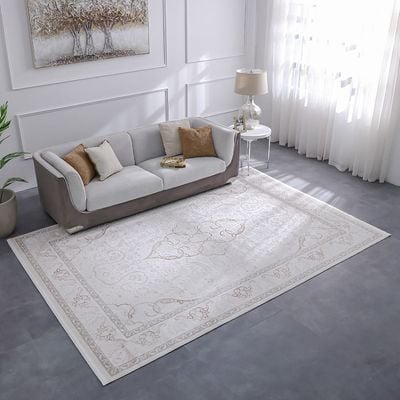 Pearl Art Silk Modern Classic Rug - Cream/Multi-color - 240x340 cm