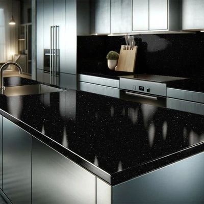 Indian Milano Porcelain Kitchen Stone (19) Galaxy Black Snp Black Polish 80X240X1.5Cm (1 Nos/Ctn,1.92 Sqm)