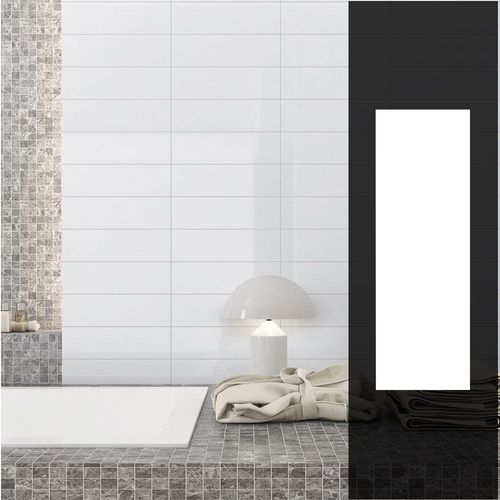 Indian Milano Ceramic Wall Tile (40) Tata White Glossy 10X30Cm 33 Nos/Ctn,0.99Sqm)