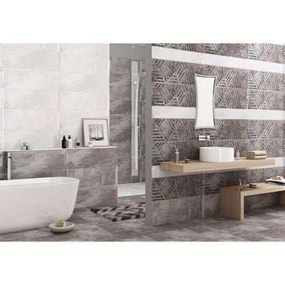 Indian Milano Ceramic Wall Tile (48) Nawala Grey Decor 30X90Cm (4 Nos/Ctn,1.08Sqm)