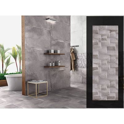 Indian Milano Ceramic Wall Tile (48) Atomic Grey Decor 30X90Cm (4 Nos/Ctn,1.08Sqm)