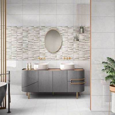 Indian Ceramic Wall Tile (48) Soft Focus Bianco Decor Glossy 30X60(5Pcs,0.90 Sqm/Ctn)