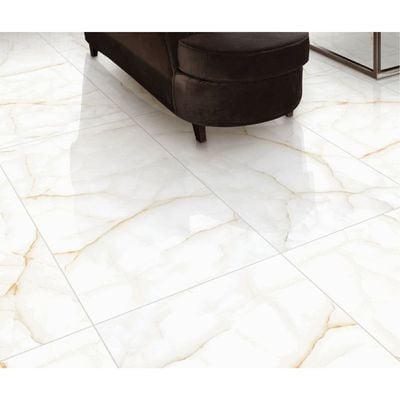 Indian Milano Porcelain Floor Tile (58) Helix Blanco Glossy 60X120Cm (2 Nos/Ctn,1.44Sqm)