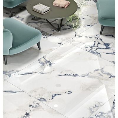 Indian Milano Porcelain Islab (60) Arbetto Snow High Glossy 120X278Cm 6Mm (1 Nos/Ctn,3.336Sqm)
