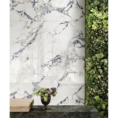 Indian Milano Porcelain Islab (60) Arbetto Snow High Glossy 120X278Cm 6Mm (1 Nos/Ctn,3.336Sqm)