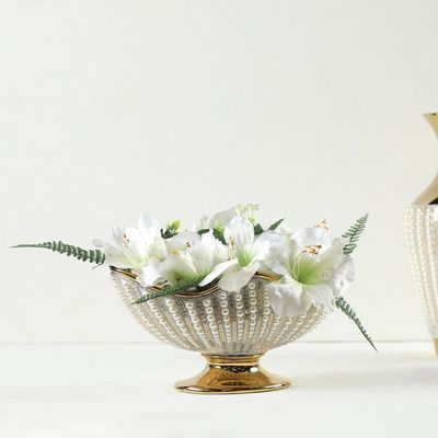 Juliet Fruit Bowl L 39 x W 18.5 x H 20.5 cm - Gold/White