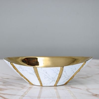 Eftinan Fruit Bowl Gold/Black-36.5 x 20.3 x 11 Cm 