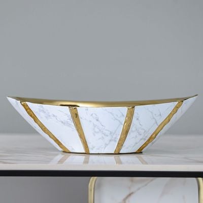 Eftinan Fruit Bowl Gold/Black-36.5 x 20.3 x 11 Cm 